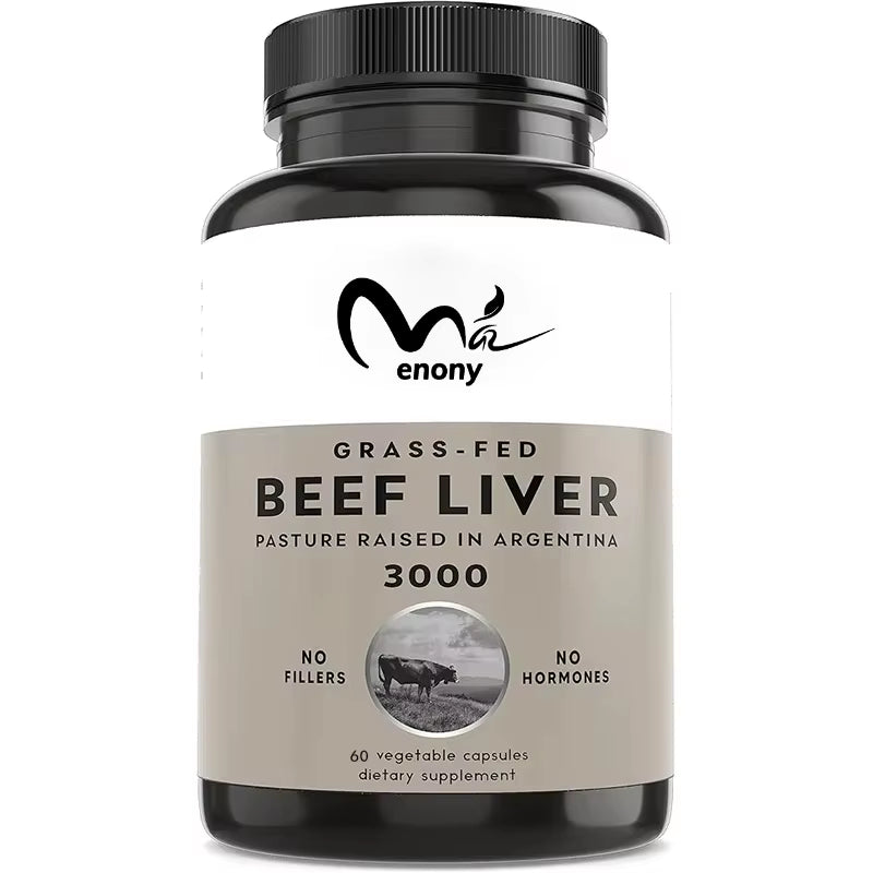 Grass Fed Dried Beef Liver Capsules, Energy Immune and Liver Support Supplements, Non GMO, 60 Capsules