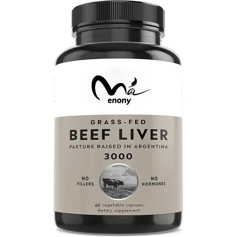 Grass Fed Dried Beef Liver Capsules, Energy Immune and Liver Support Supplements, Non GMO, 60 Capsules