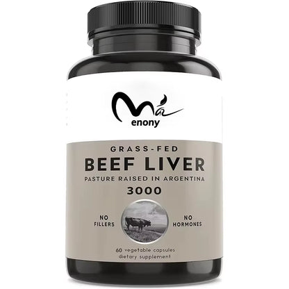 Grass Fed Dried Beef Liver Capsules, Energy Immune and Liver Support Supplements, Non GMO, 60 Capsules