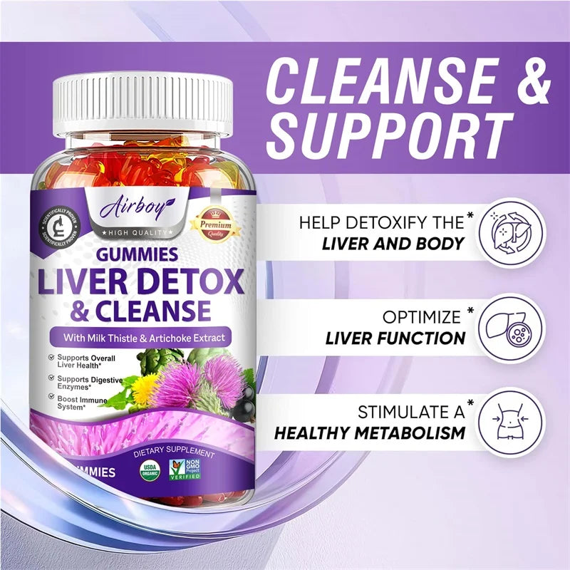 Liver Detox & Cleanse Gummies - with Milk Thistle, Dandelion - Help Cleanse, Detoxify and Purify the Liver, Improves Digestion